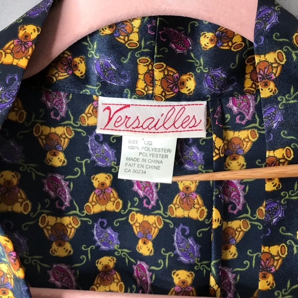 Versailles The Bay Vintage Satin Silky Bathrobe Robe Lingerie Lounge Teddy Bears - Picture 5 of 15